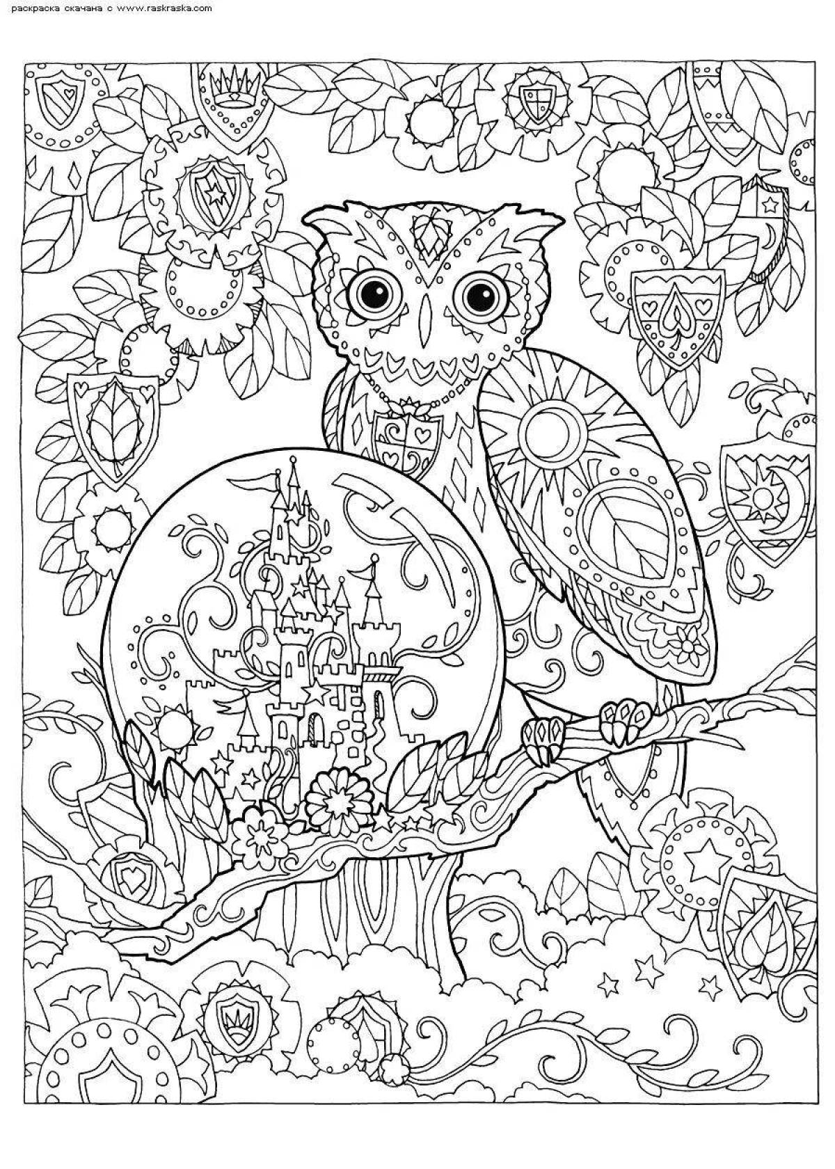 Elegant complex owl coloring