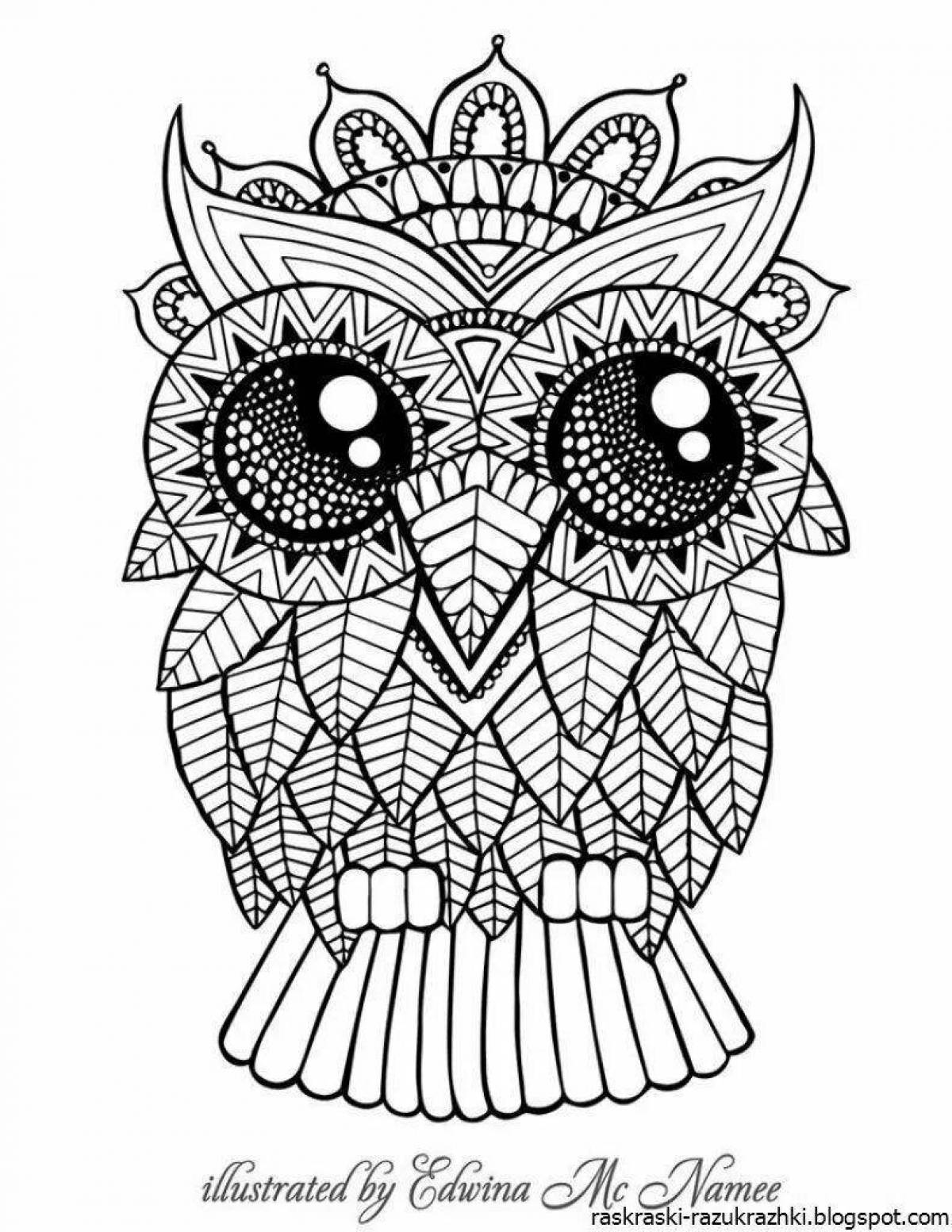 Beautiful coloring complex owl