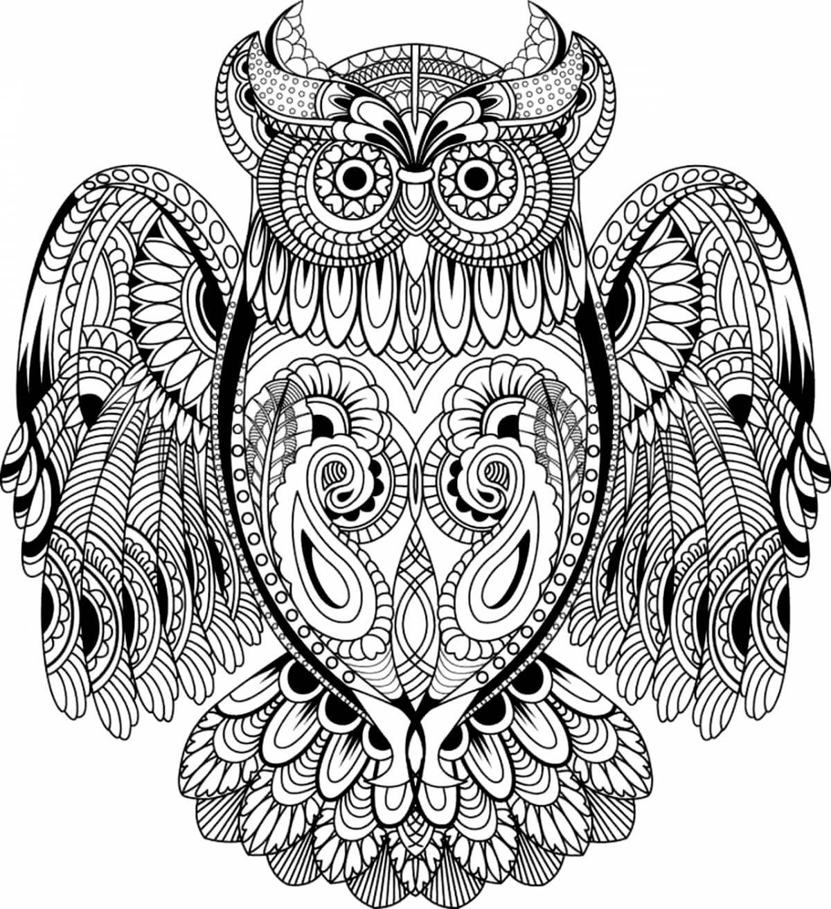 Joyful coloring complex owl