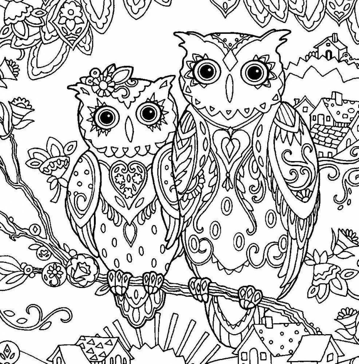 Fancy coloring complex owl