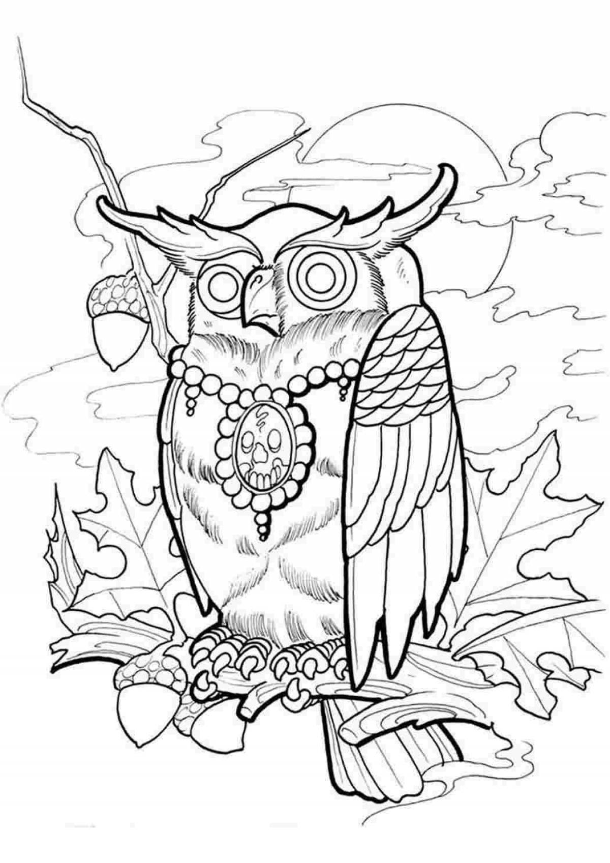 Detailed coloring complex owl