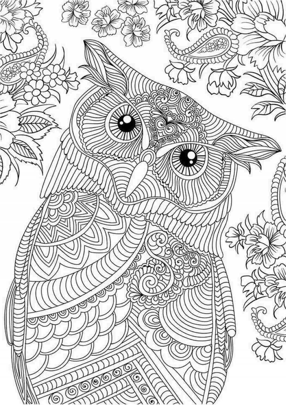 Unusual coloring complex owl