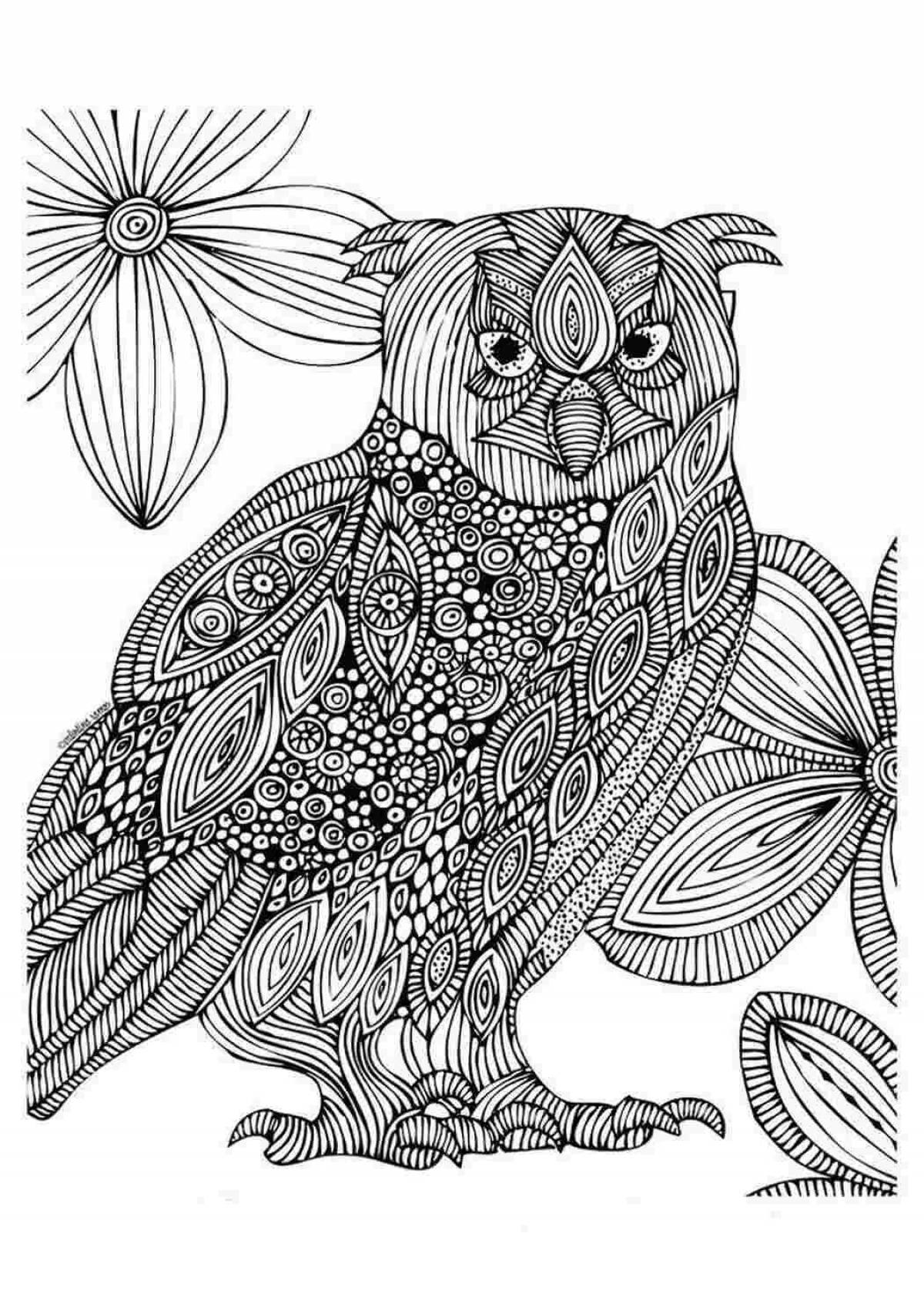 Impressive complex owl coloring book