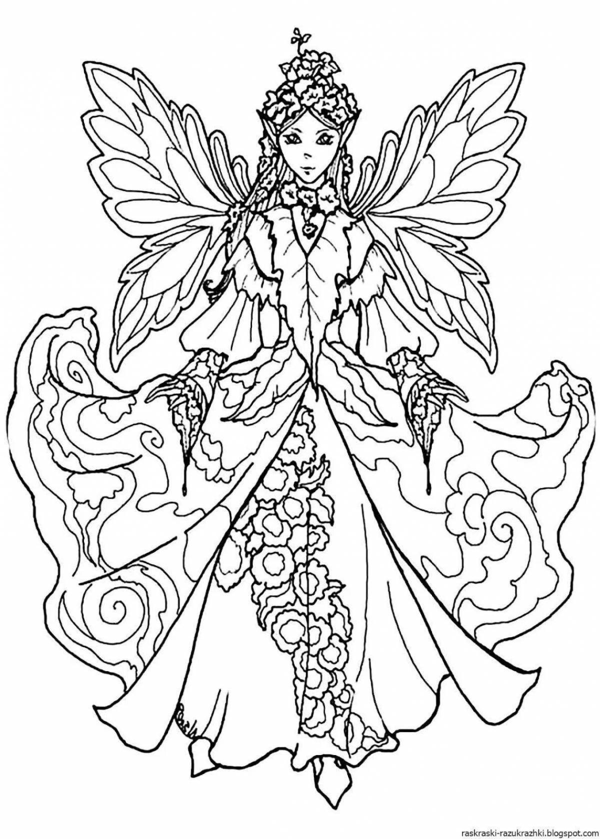Coloring book shining forest fairy
