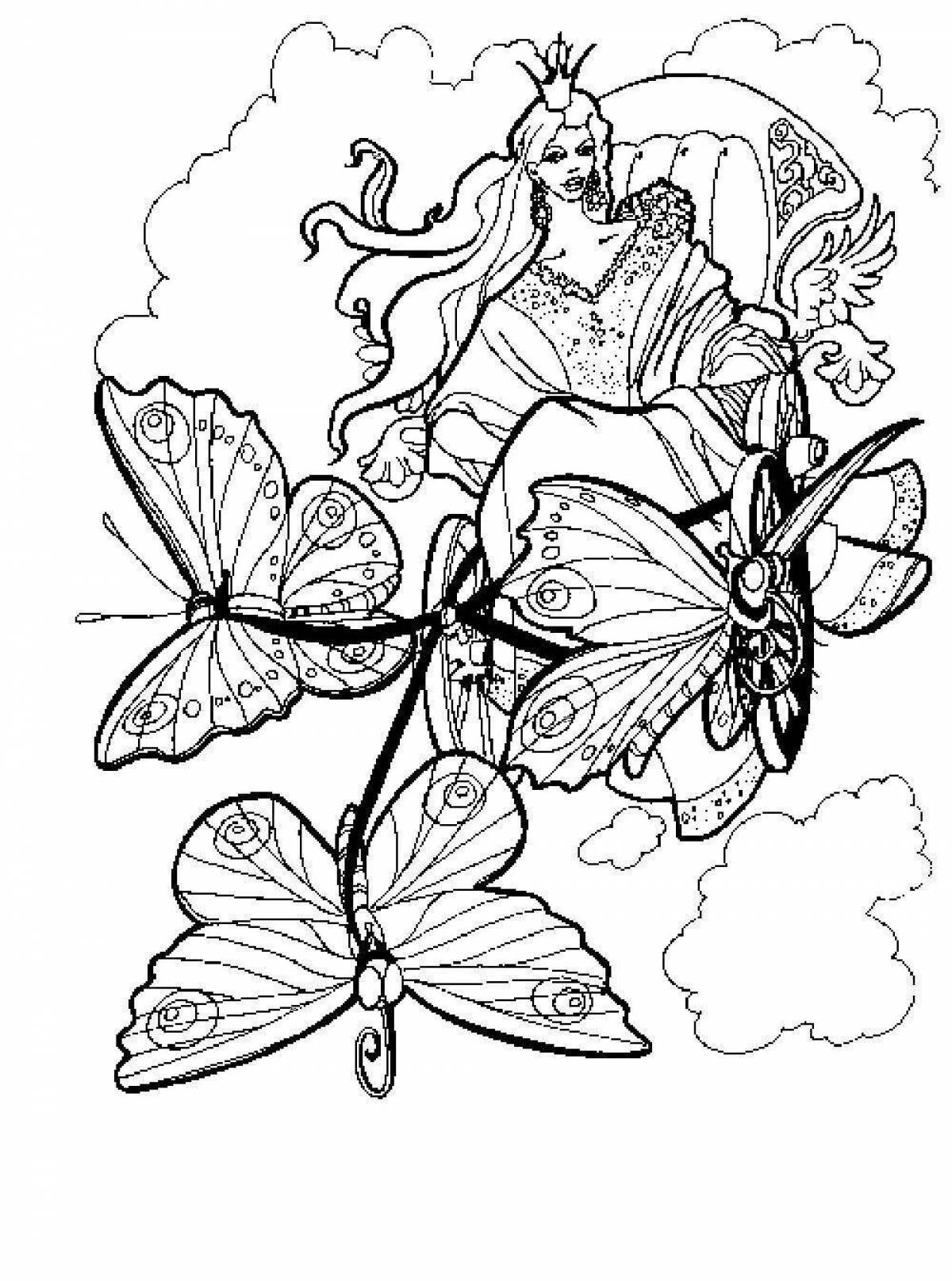 Fancy forest fairy coloring page