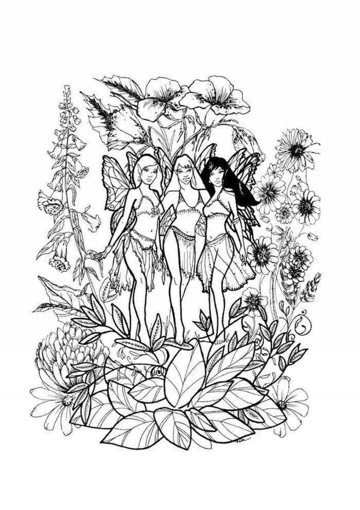 Coloring book delightful forest fairy