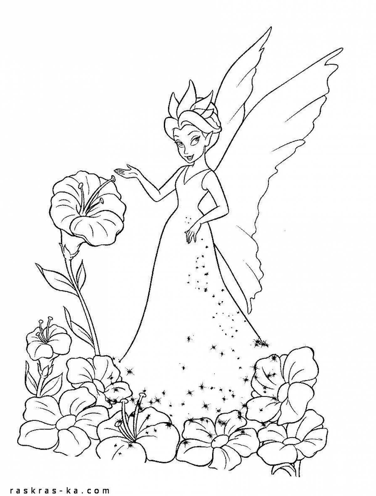 Coloring page charming forest fairy