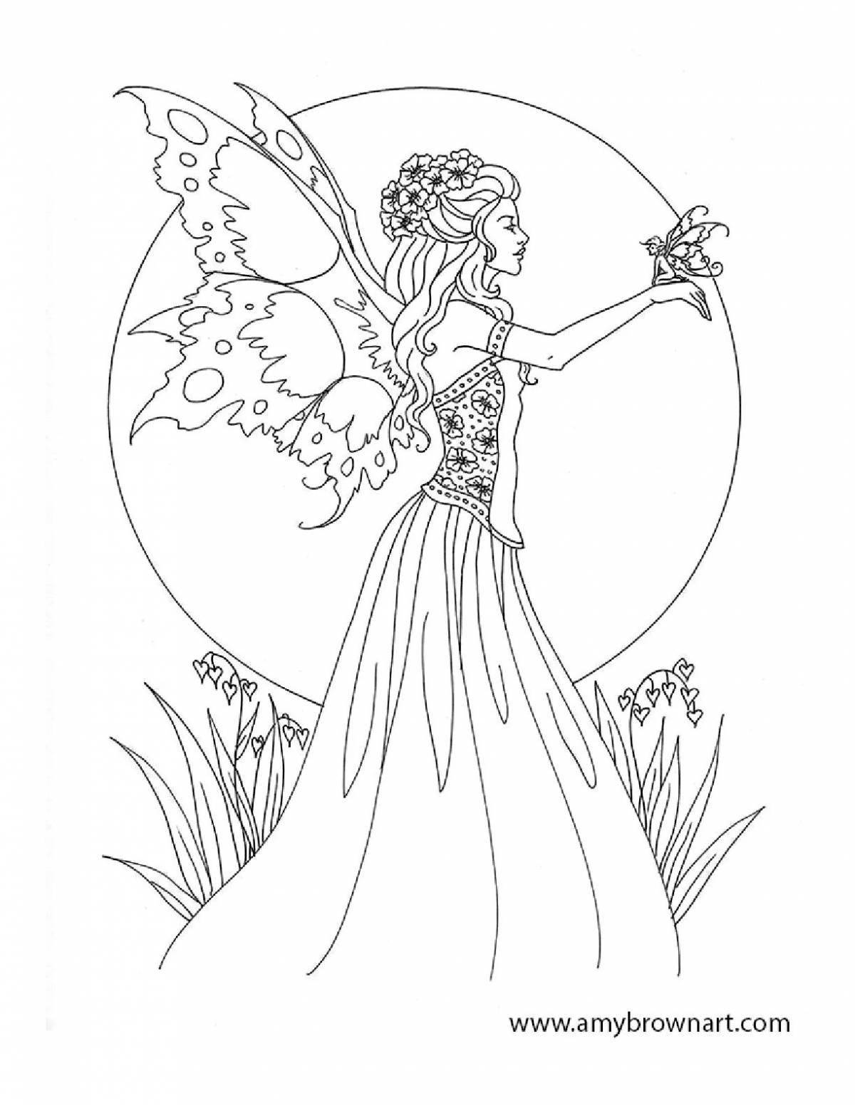 Awesome forest fairy coloring page