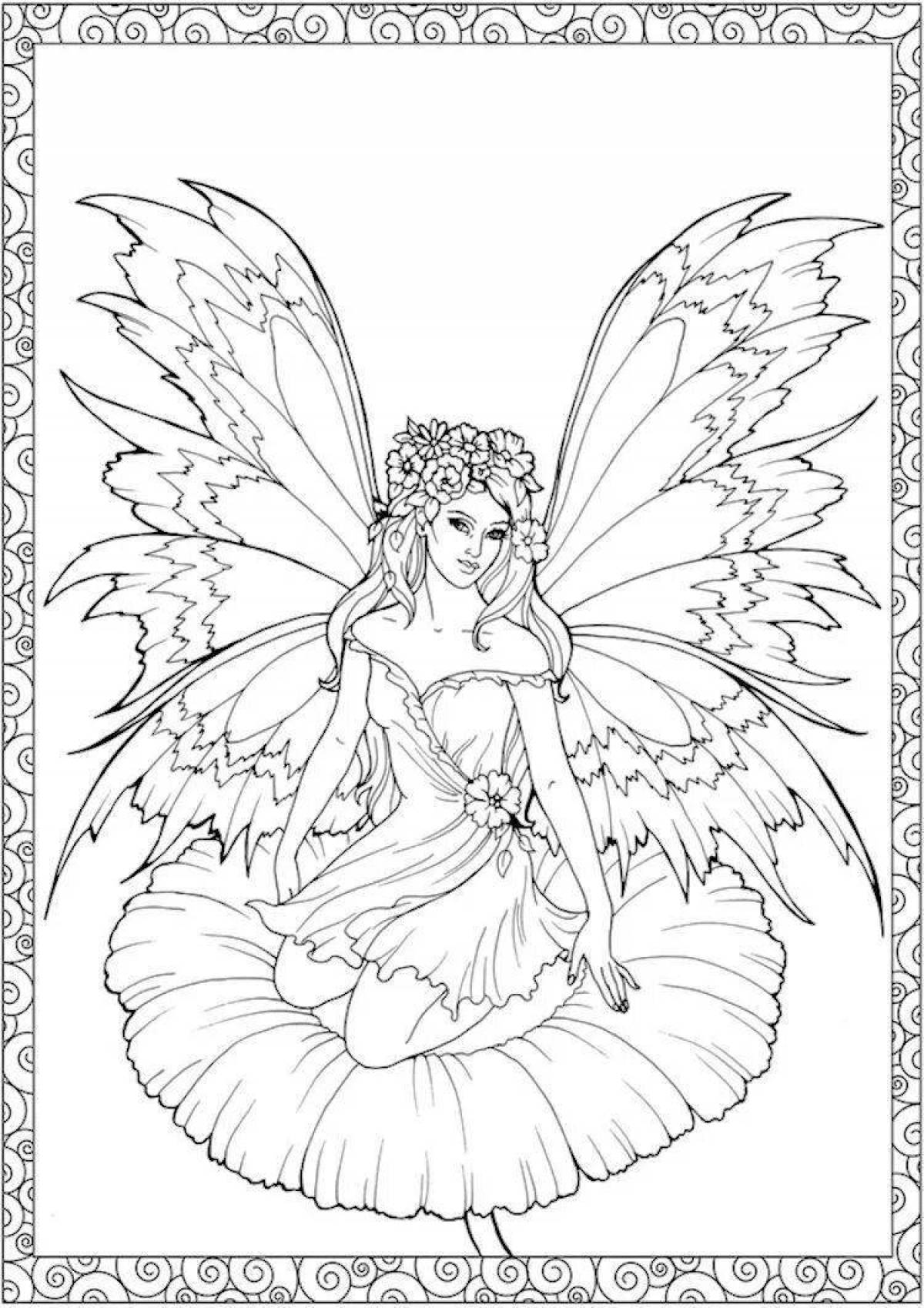 Coloring playful forest fairy