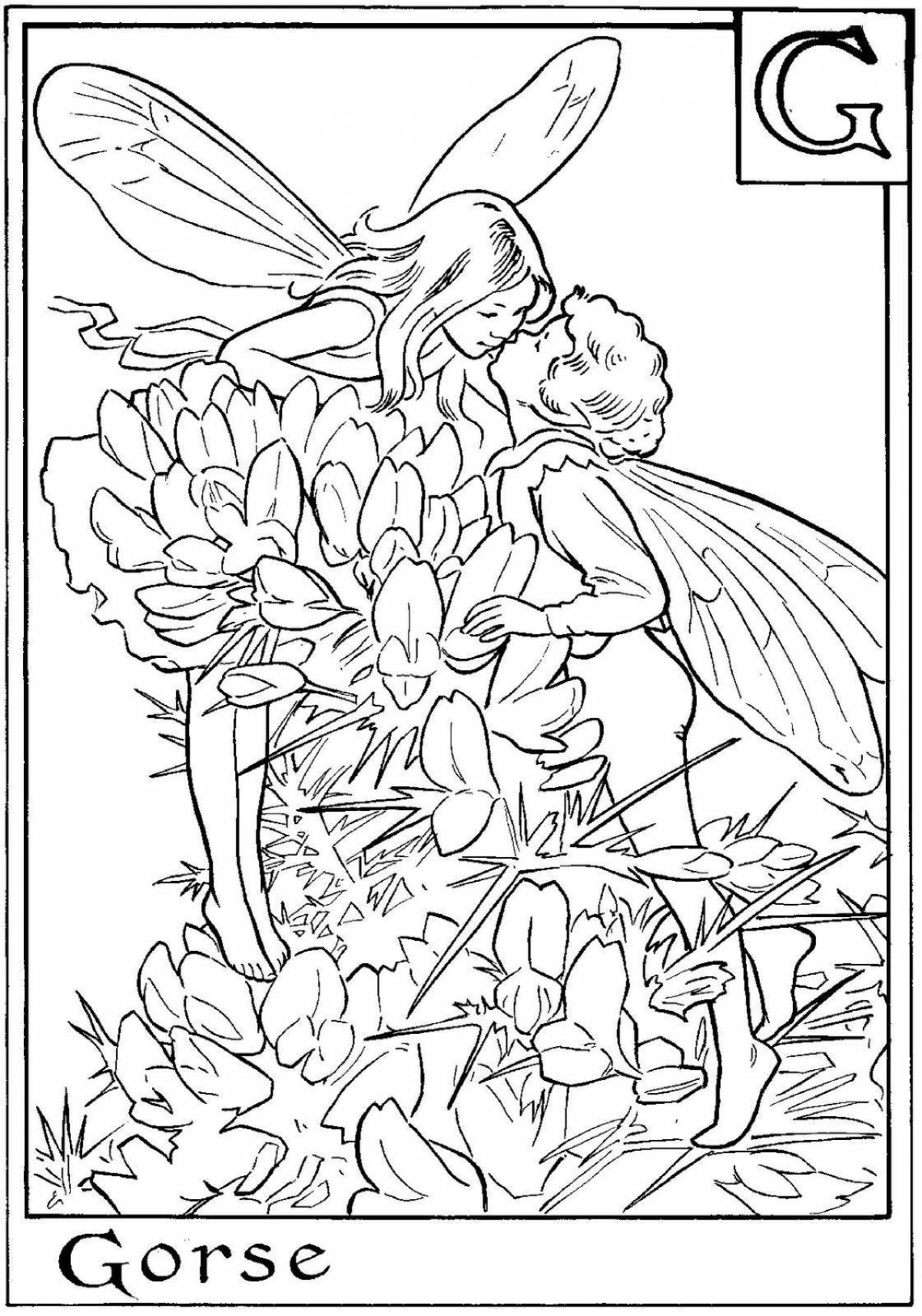 Coloring book joyful forest fairy