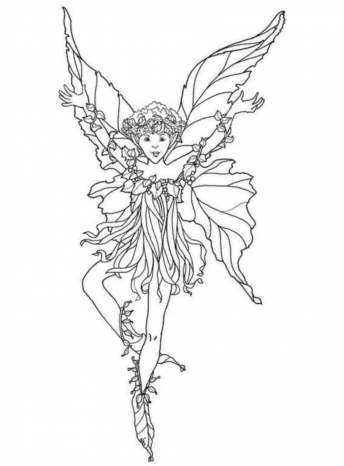 Coloring book shiny forest fairy