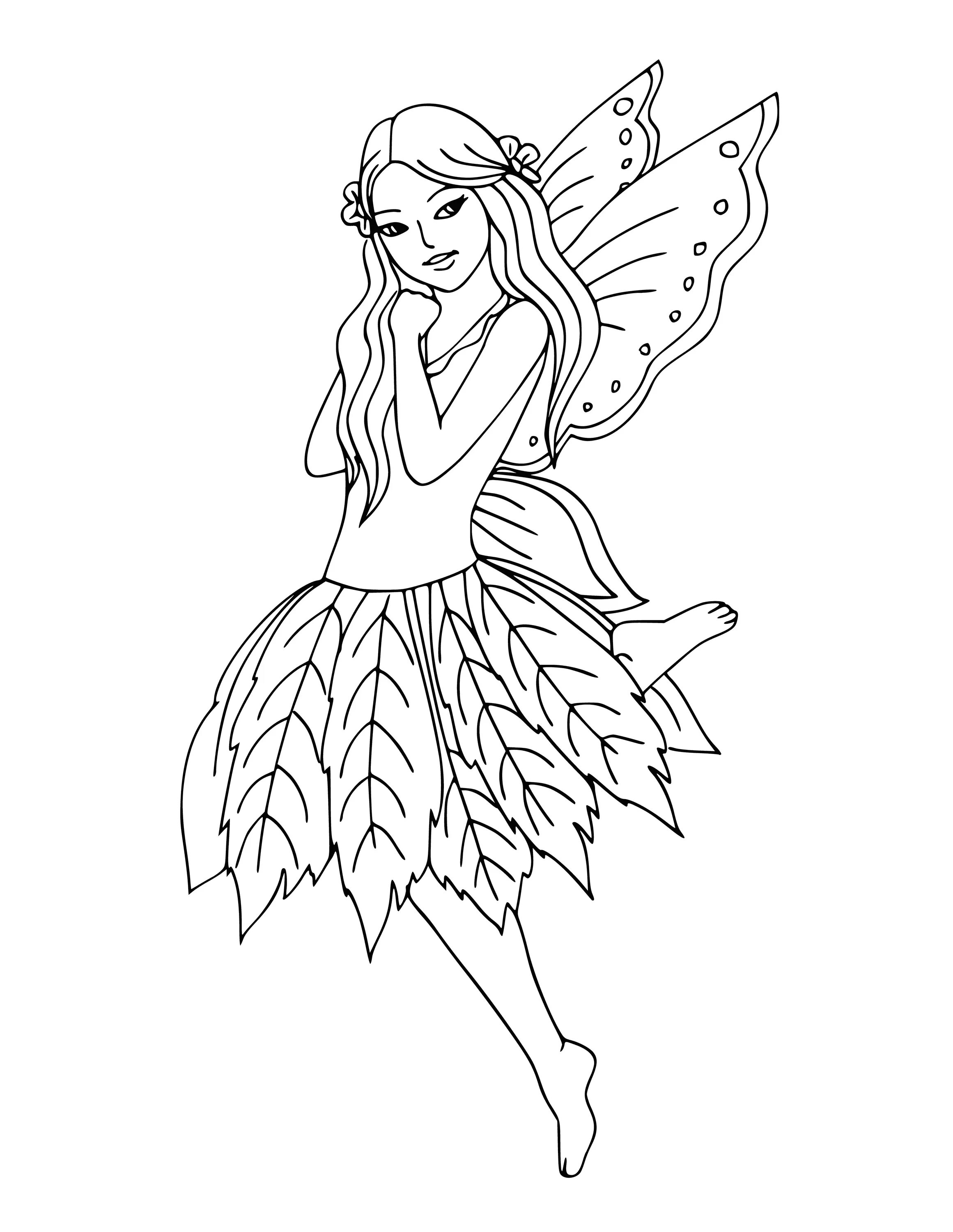Amazing forest fairy coloring page