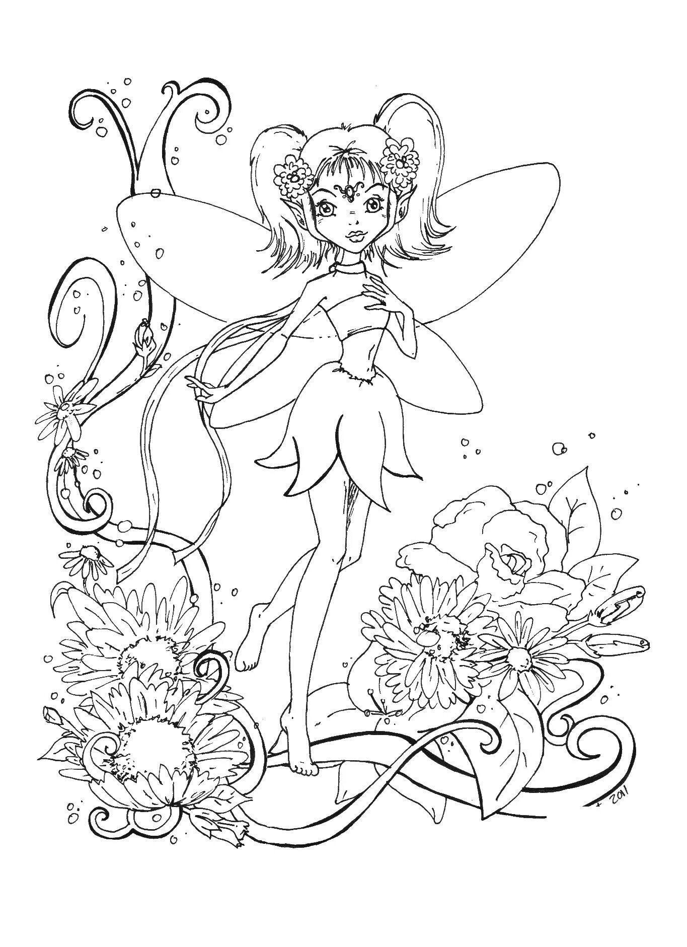 Coloring fairy of the divine forest