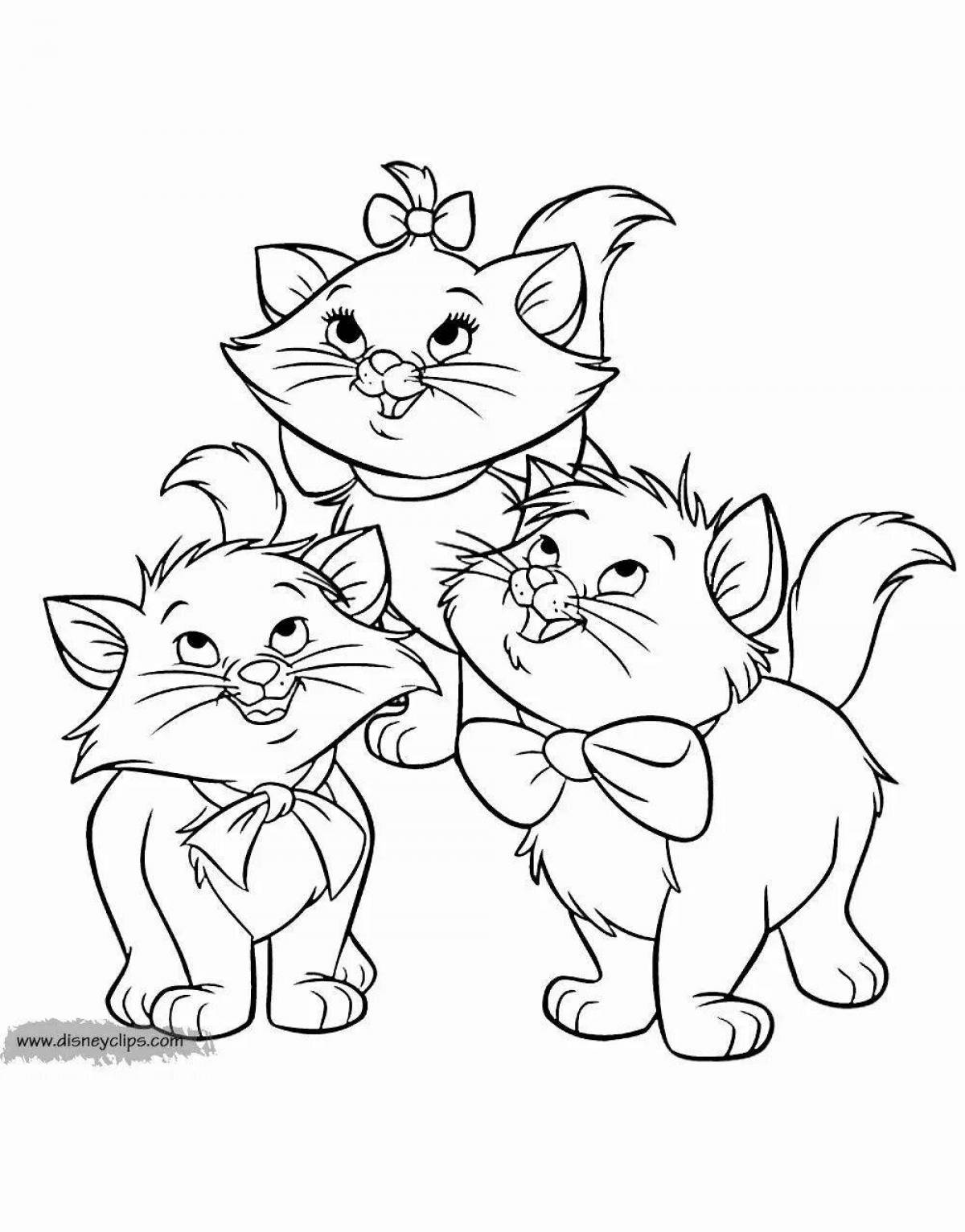 Раскраска «счастливая кошачья семья»