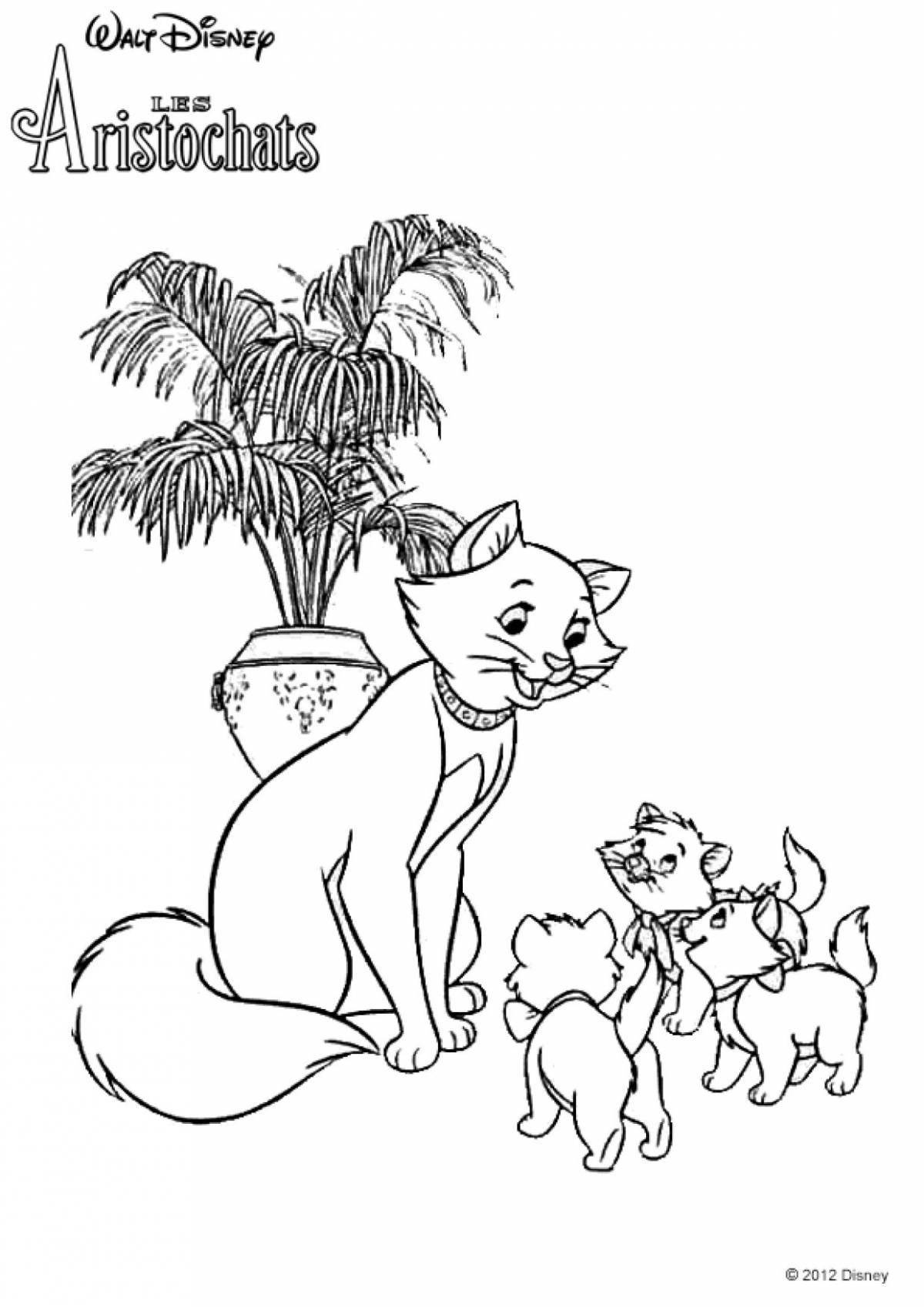 Cute cat family coloring page