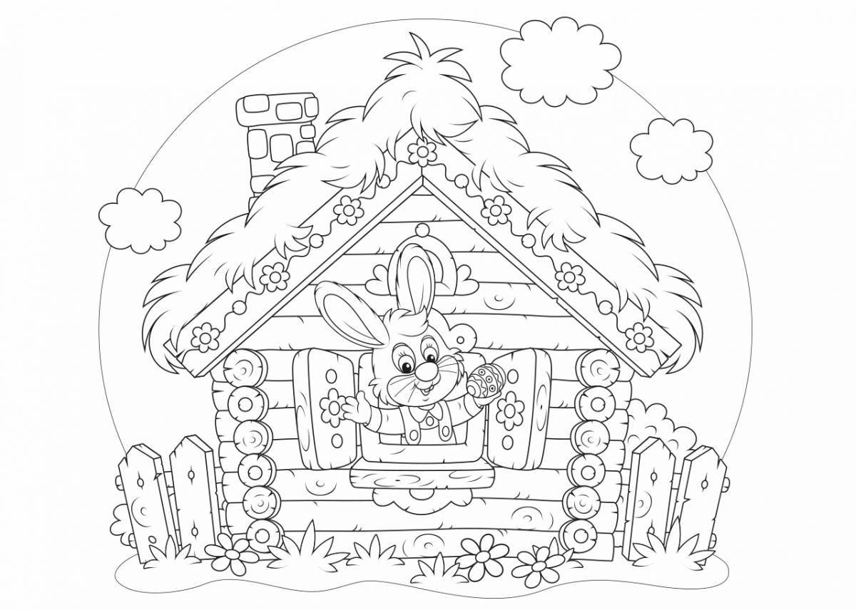 Beautiful hut inside coloring page