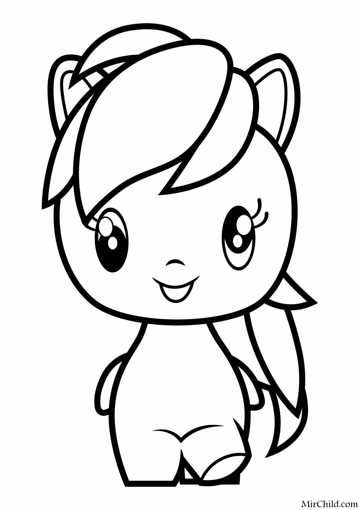 Coloring page happy cute pony