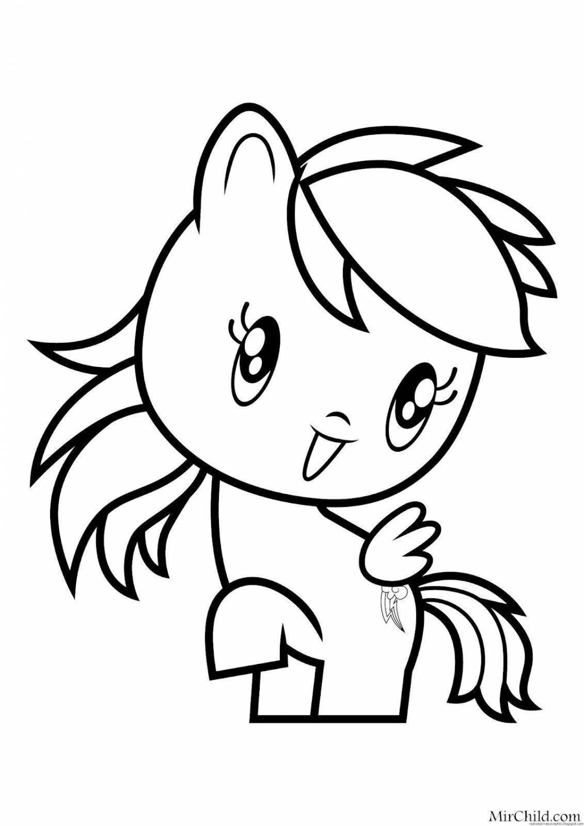 Coloring page happy cute pony