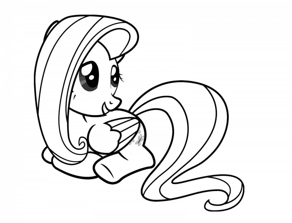 Coloring page wild cute pony
