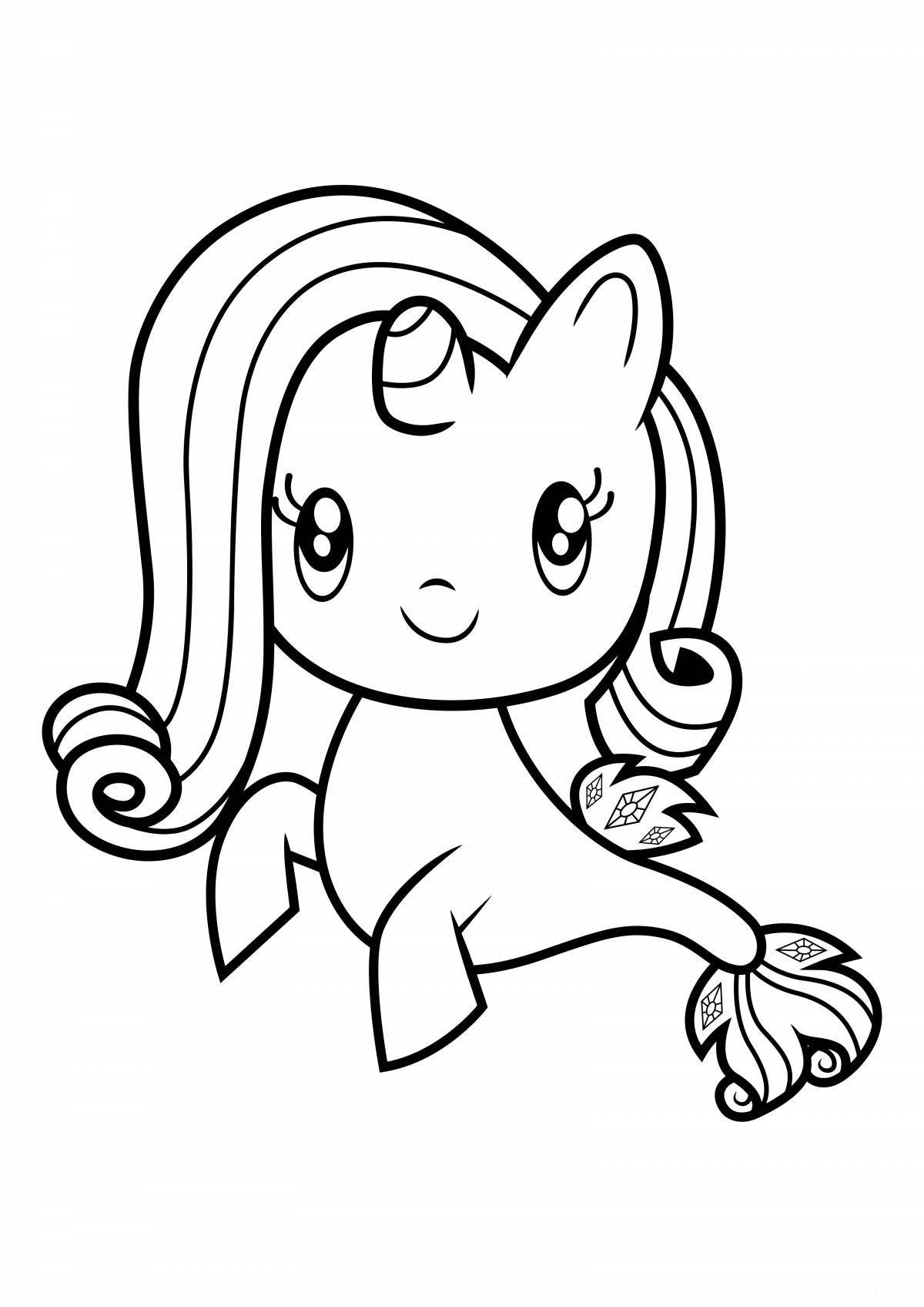 Coloring page exquisite cute pony