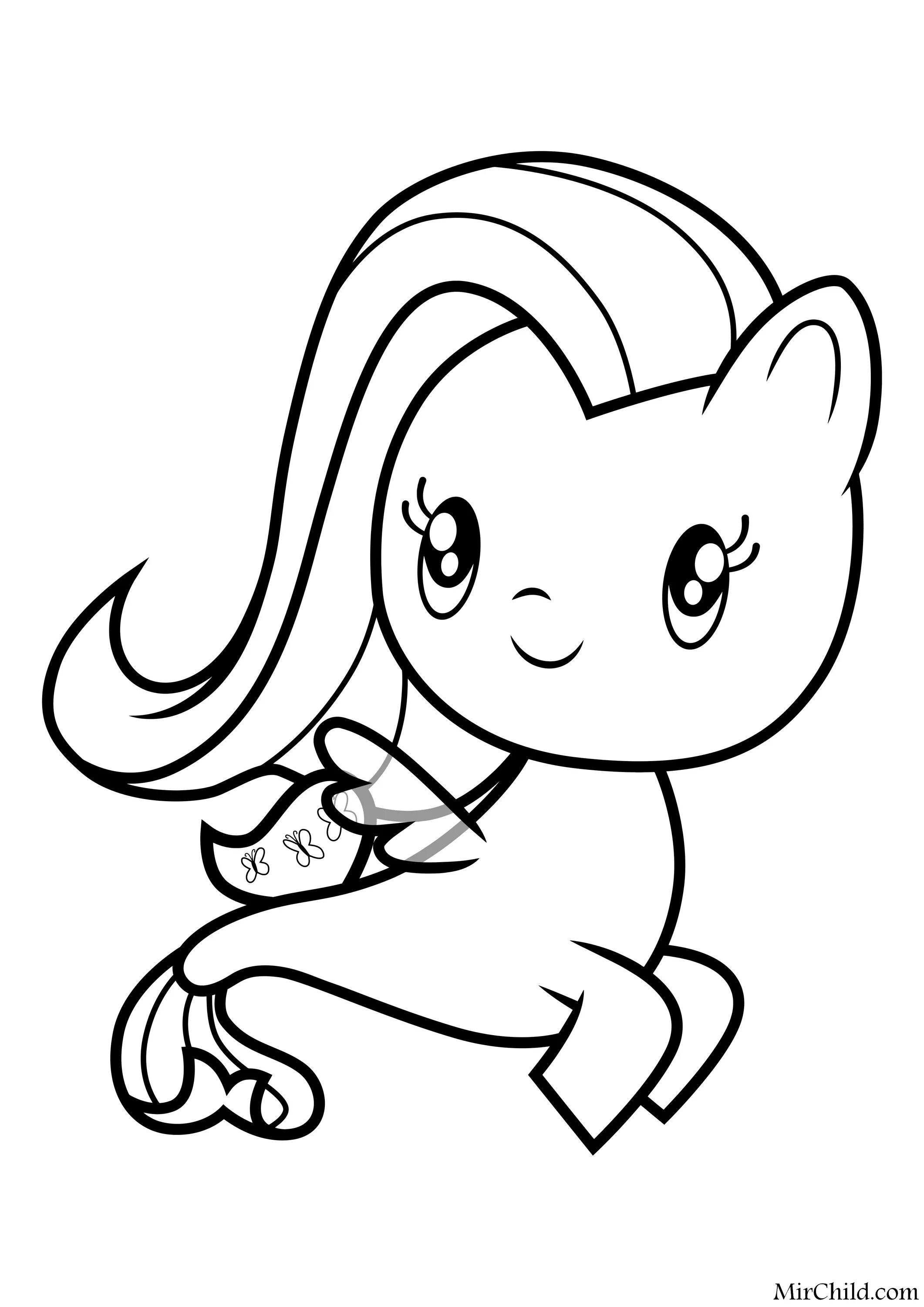 Coloring page glowing cute pony
