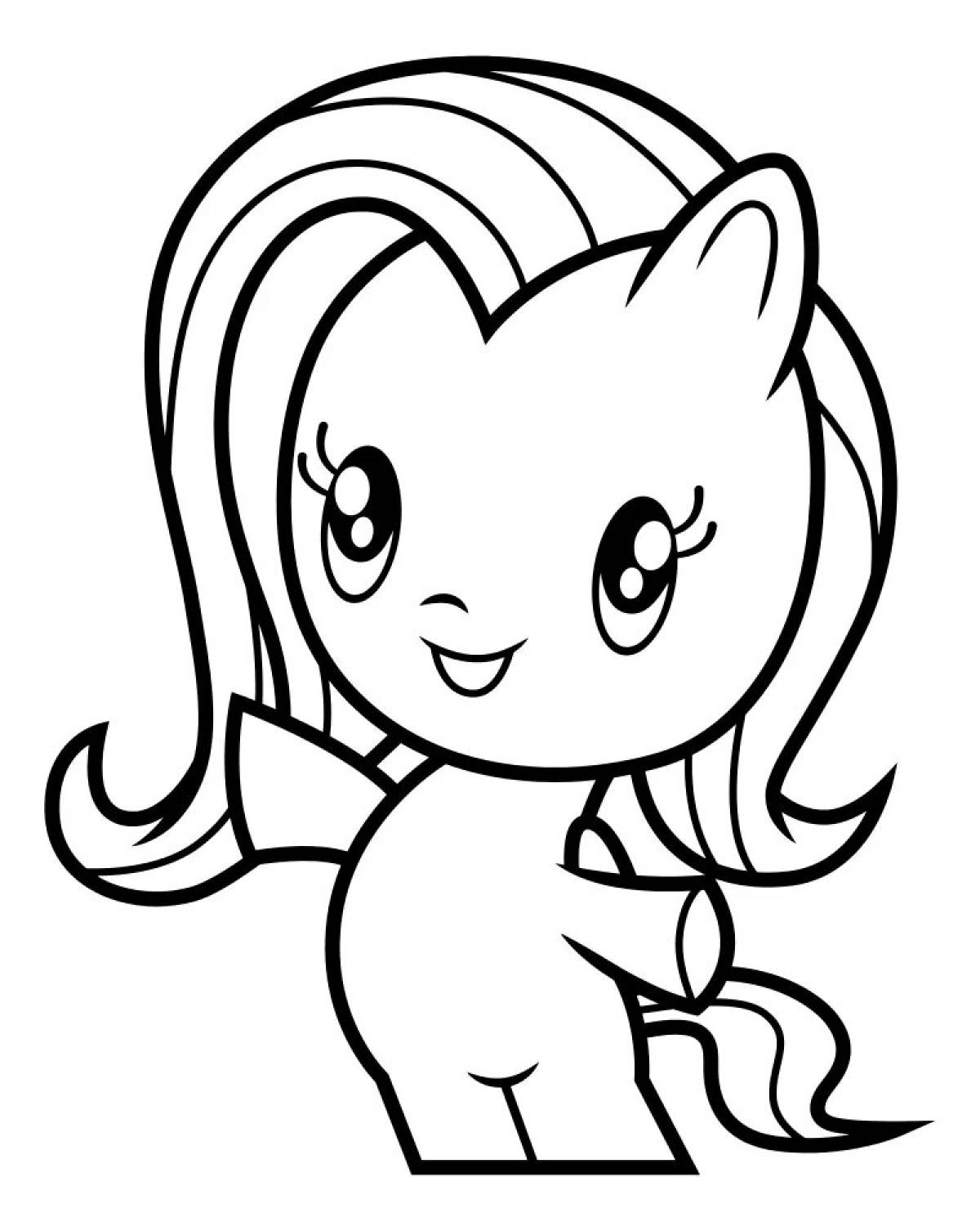 Coloring exotic cute pony