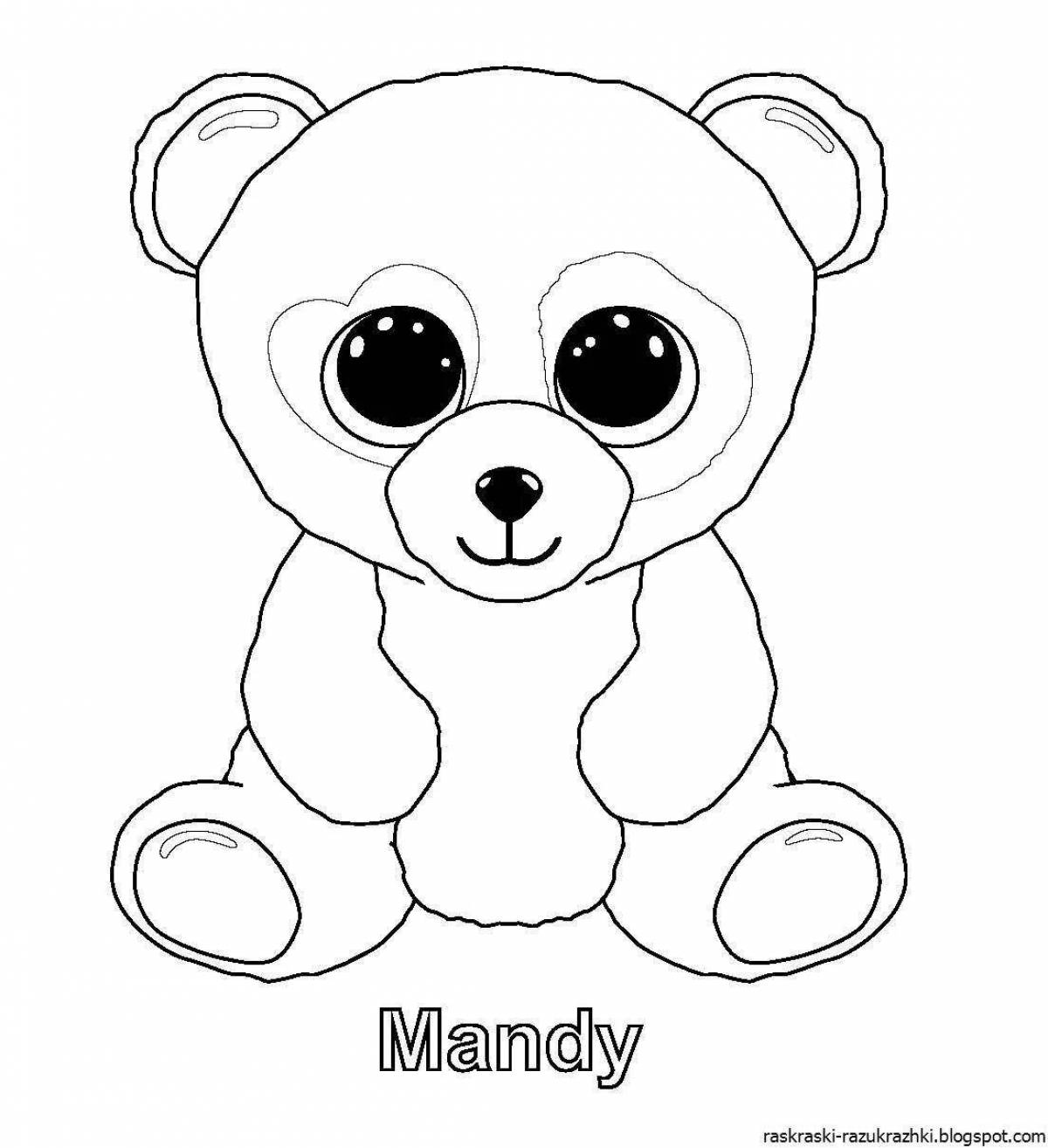Coloring book fluffy cute teddy bear