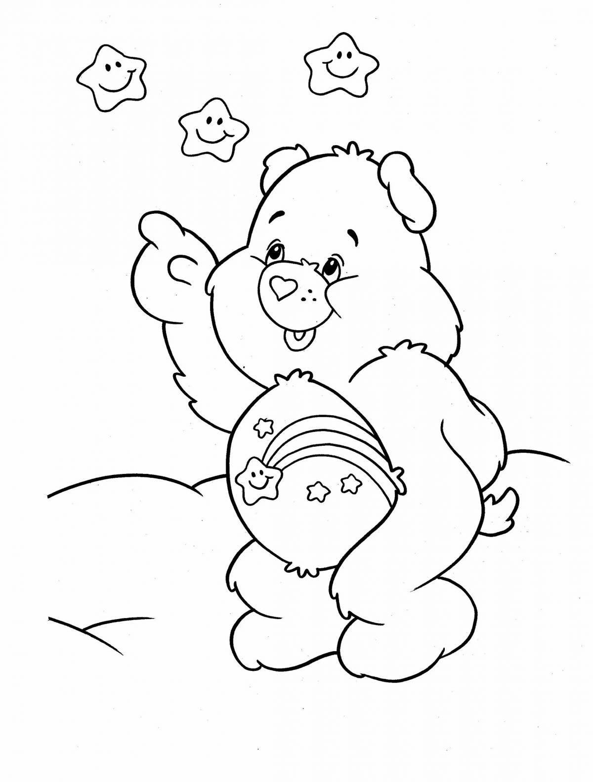 Coloring page cute and fluffy teddy bear