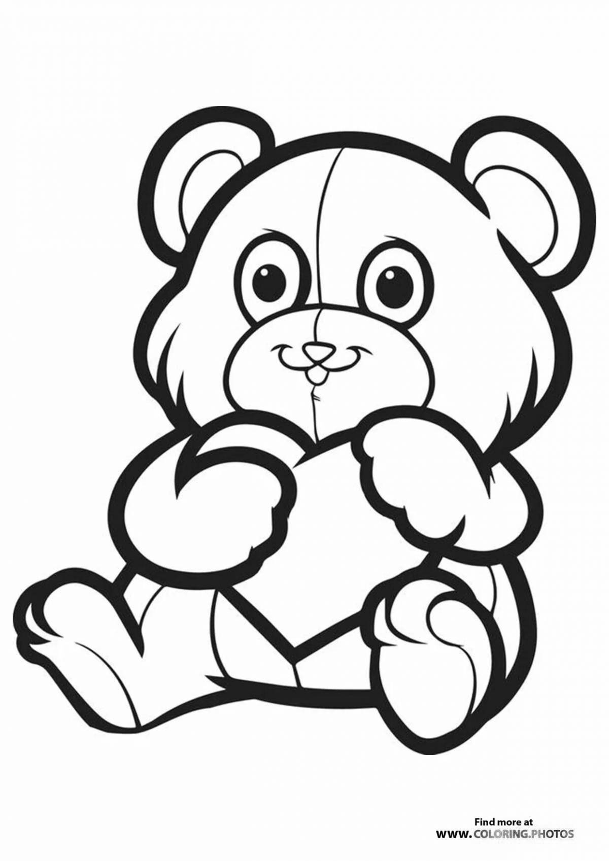 Colorful cute teddy bear coloring book