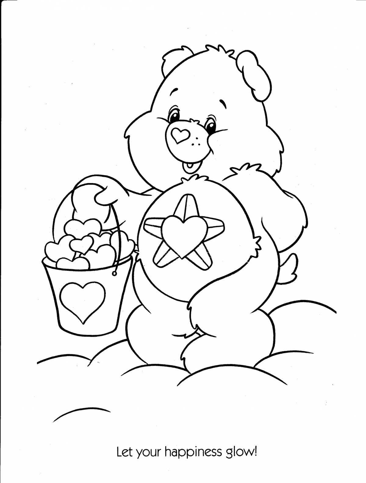 Coloring book bright cute teddy bear