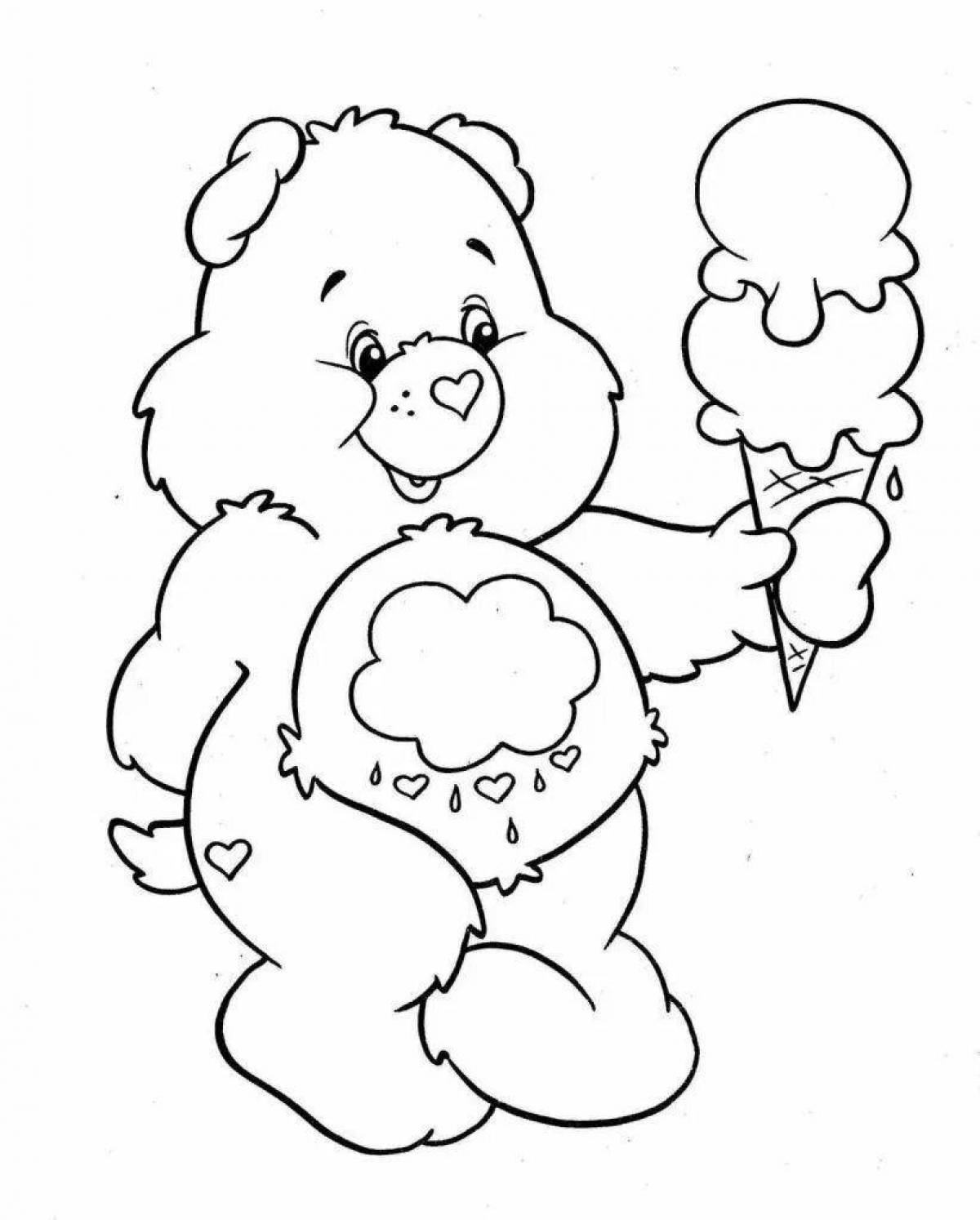 Colorful and hugging teddy bear coloring book