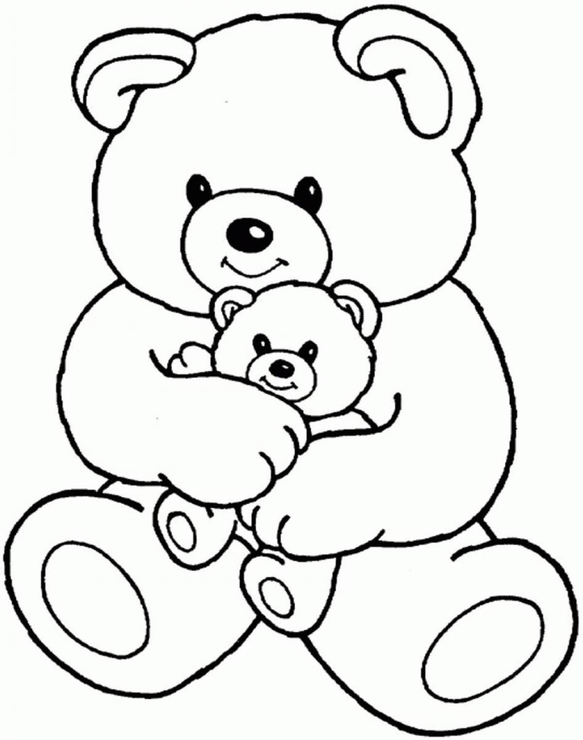 Colorful and cute teddy bear coloring book