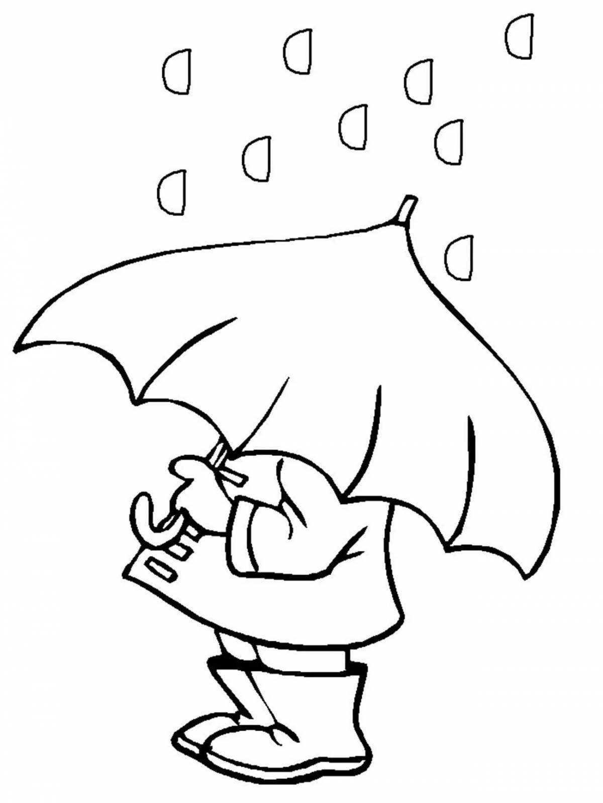 Photo Coloring page joyful spring rain