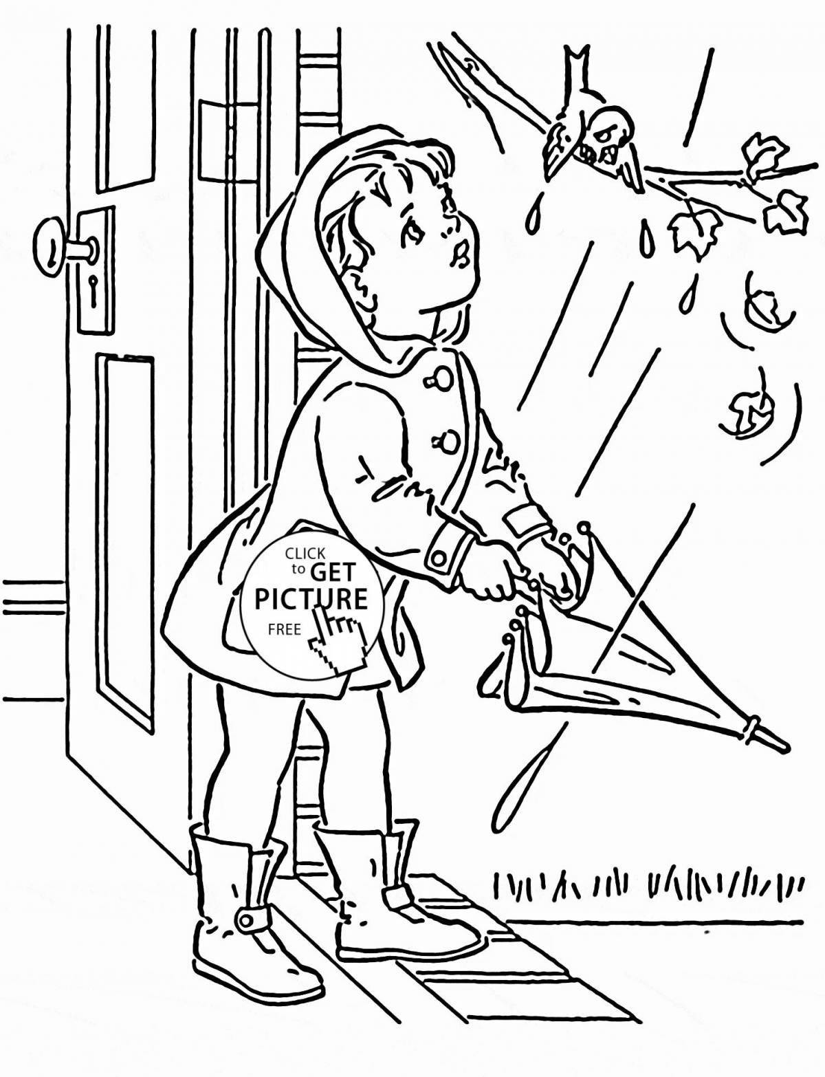 Photo Coloring bright spring rain