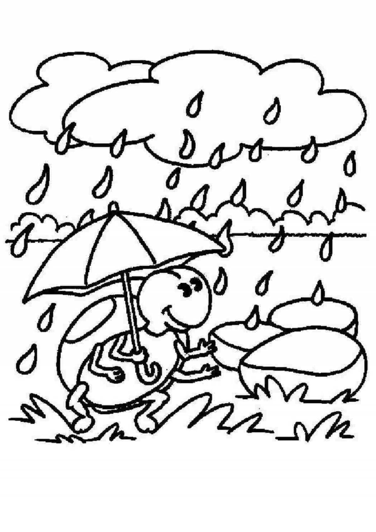 Blissful spring rain coloring page