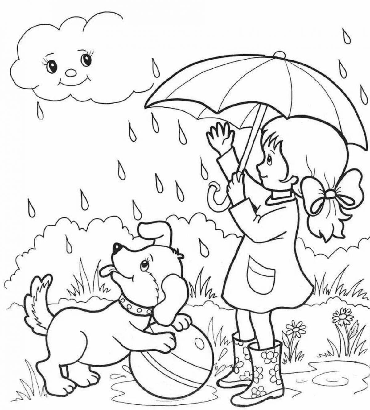 Great spring rain coloring page