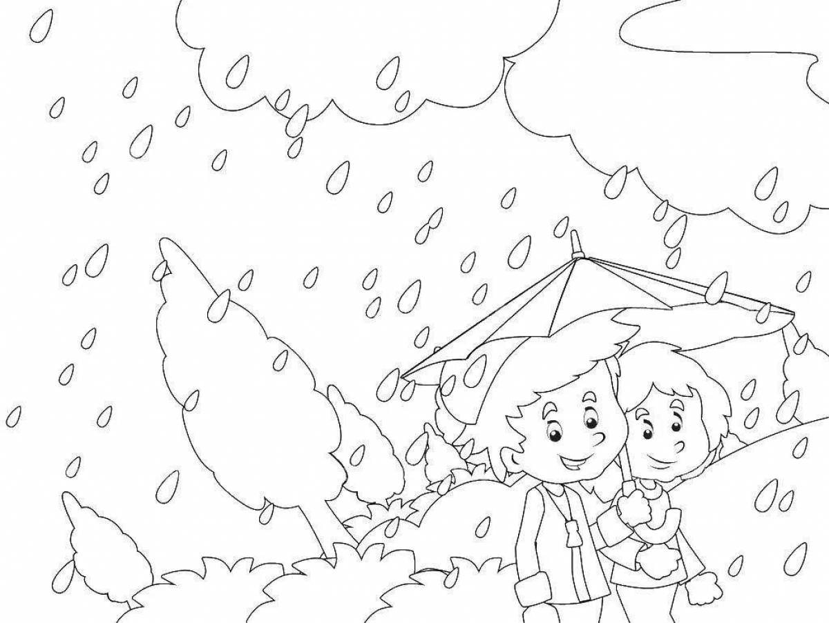 Spring rain coloring page live