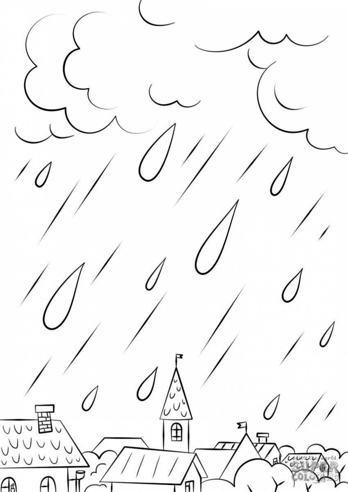 Harmonious spring rain coloring page