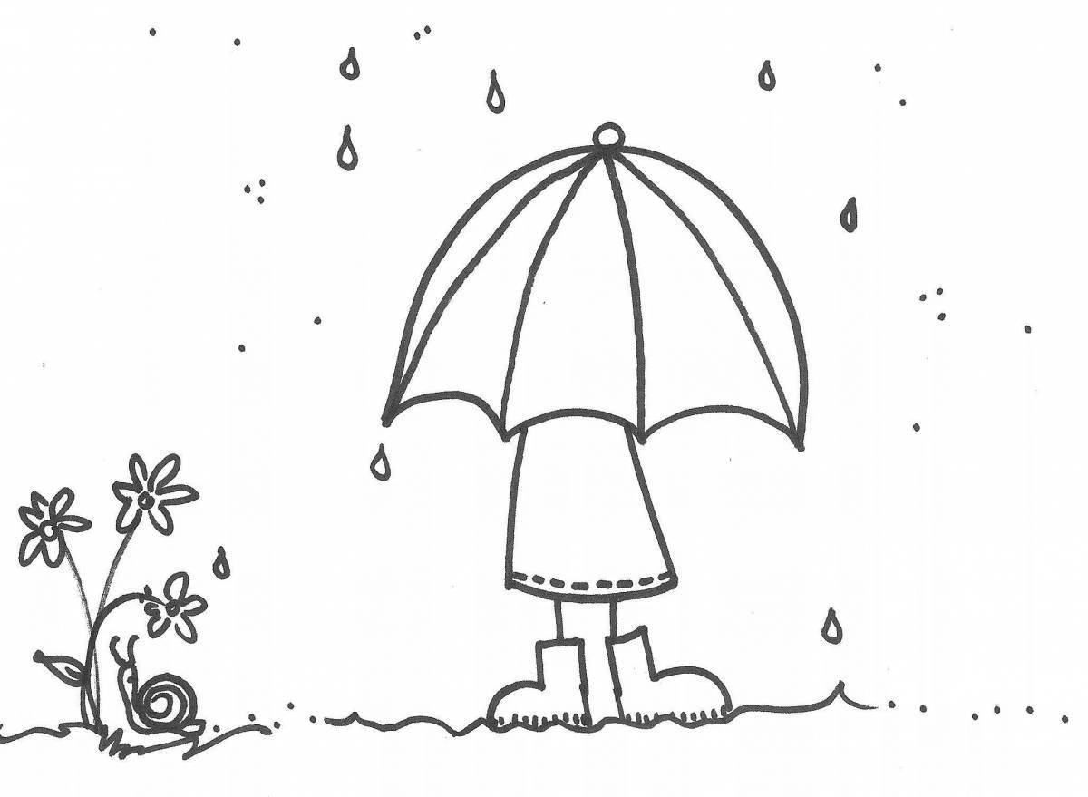 Exciting spring rain coloring book