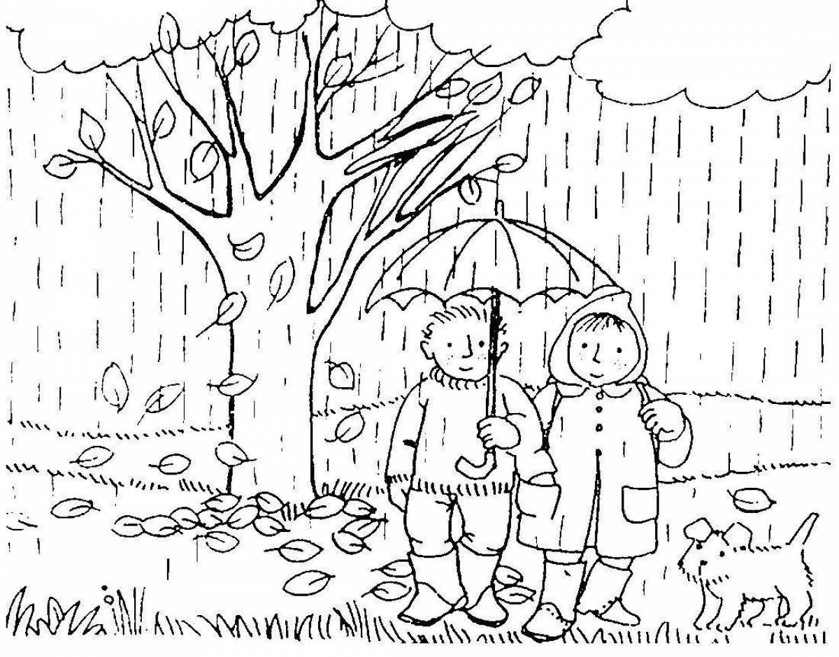 Gorgeous spring rain coloring page