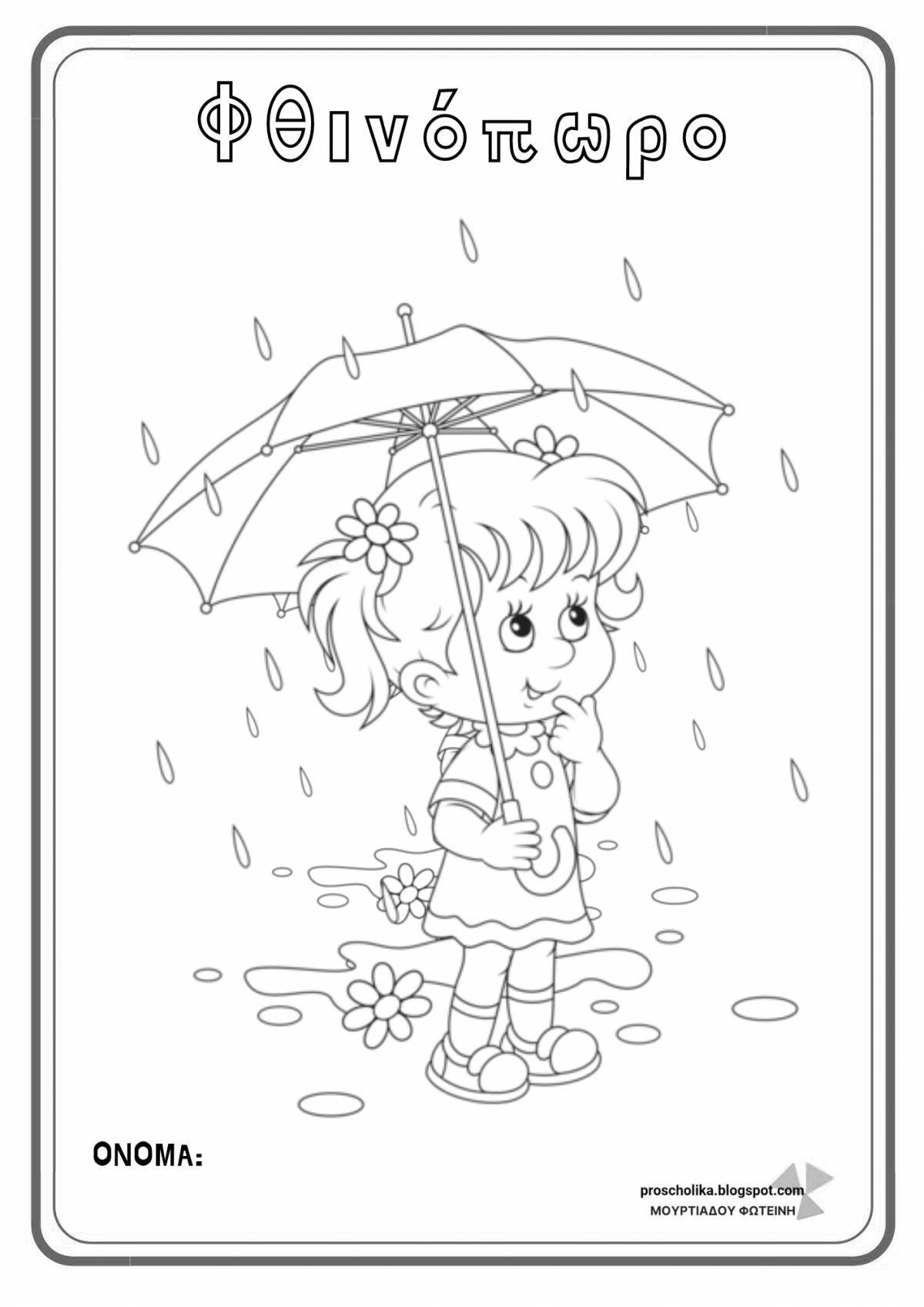 Exquisite spring rain coloring page