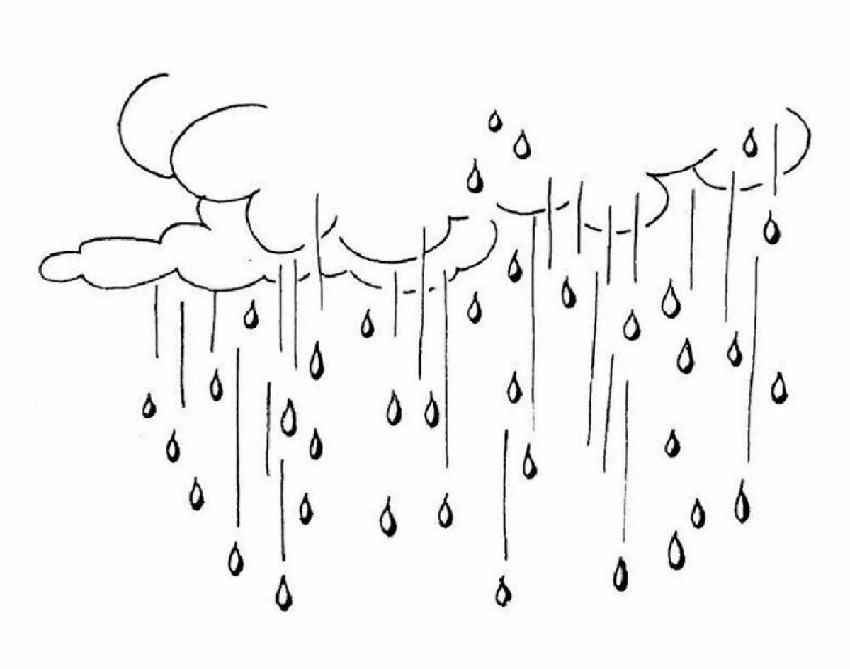Glittering spring rain coloring page