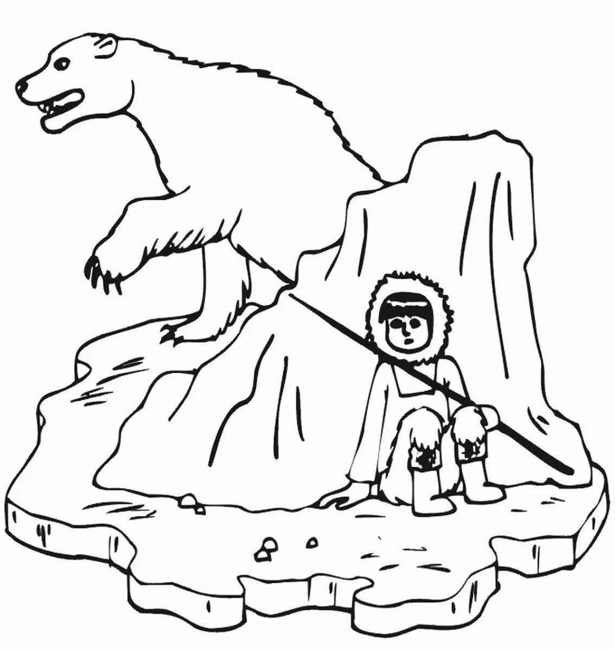 Coloring book sophisticated northern bear