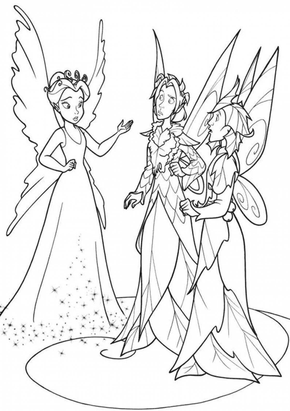 Coloring page inviting winter fairy