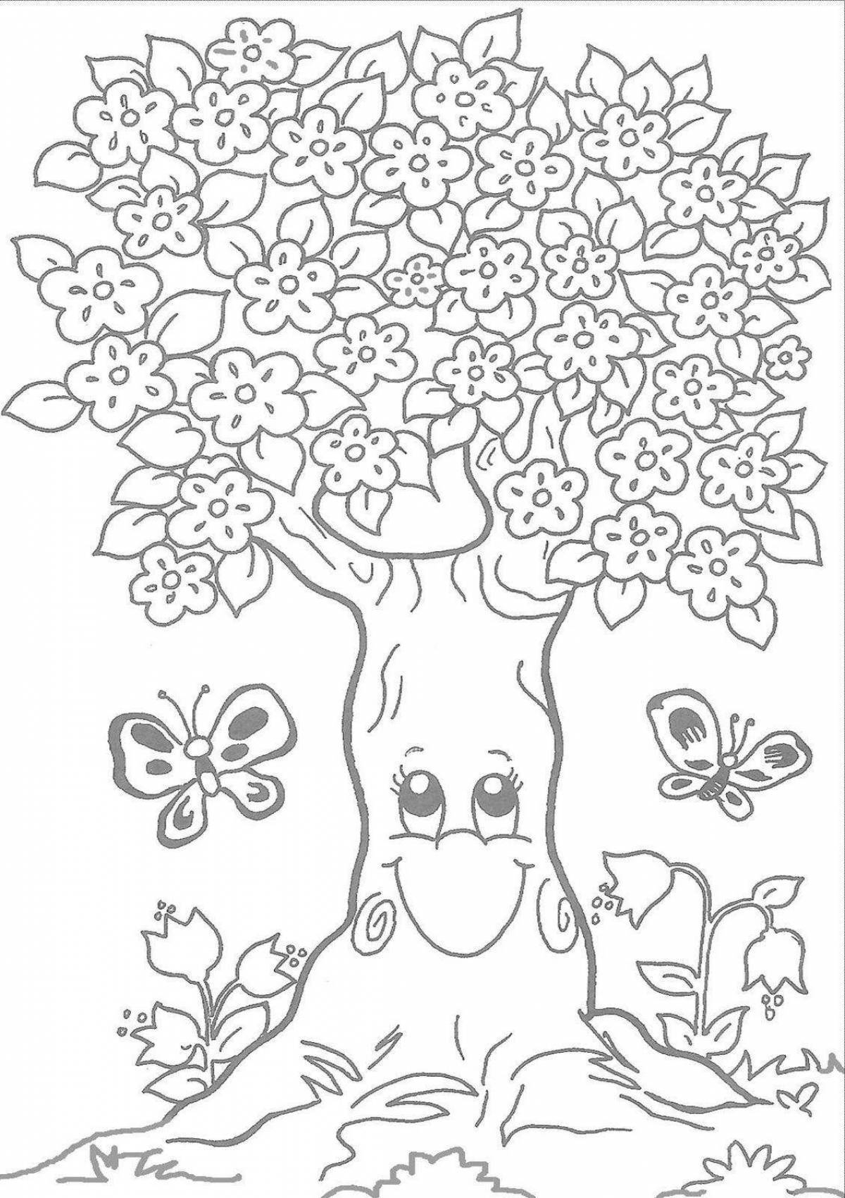 Majestic fairy tree coloring book