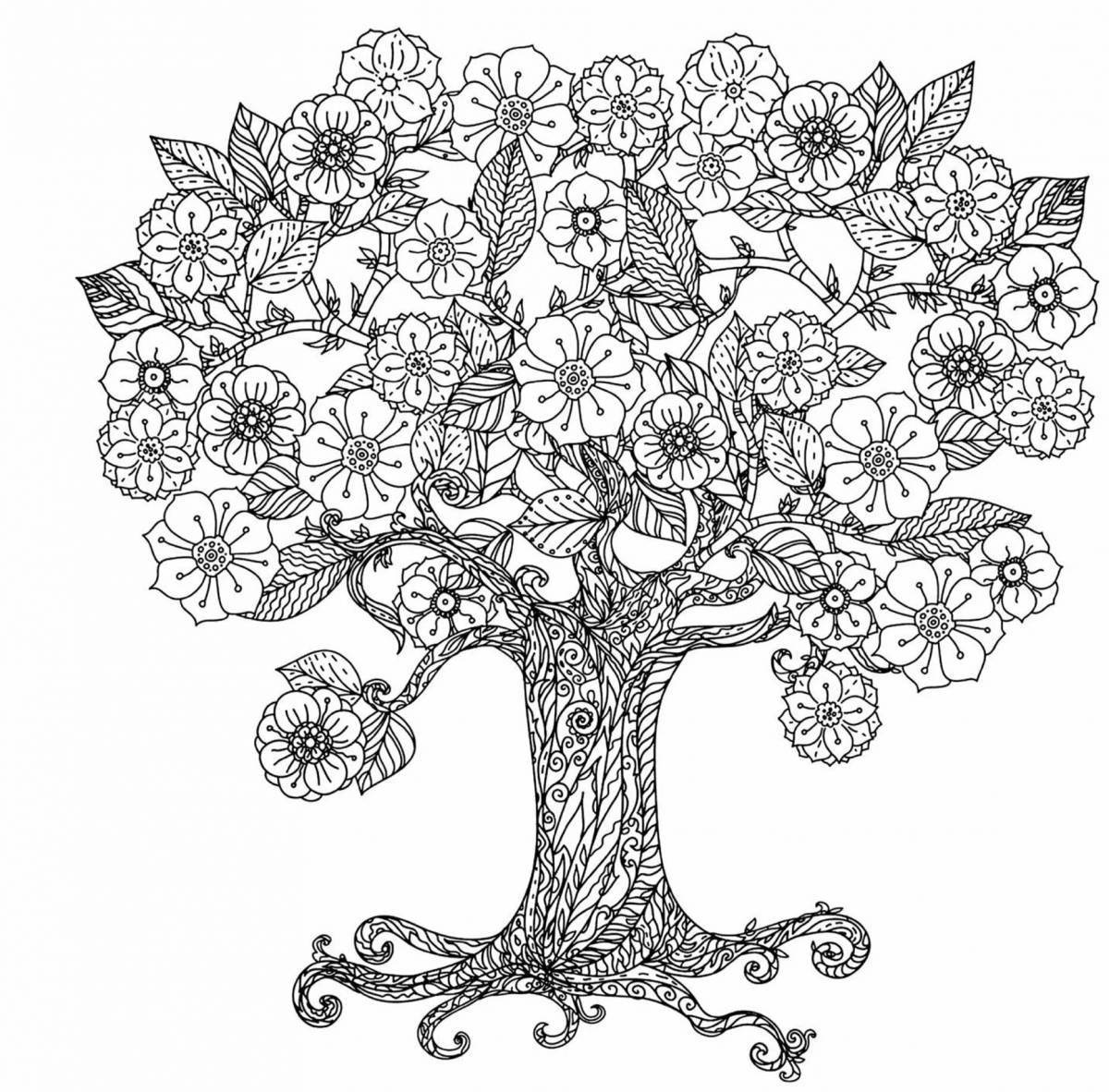 Великолепная раскраска «волшебное дерево»