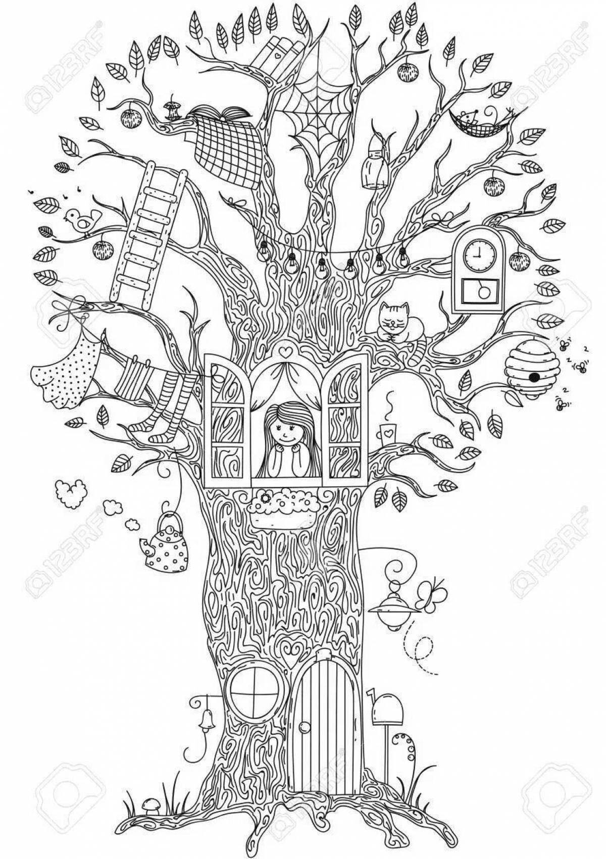 Великая раскраска сказочное дерево