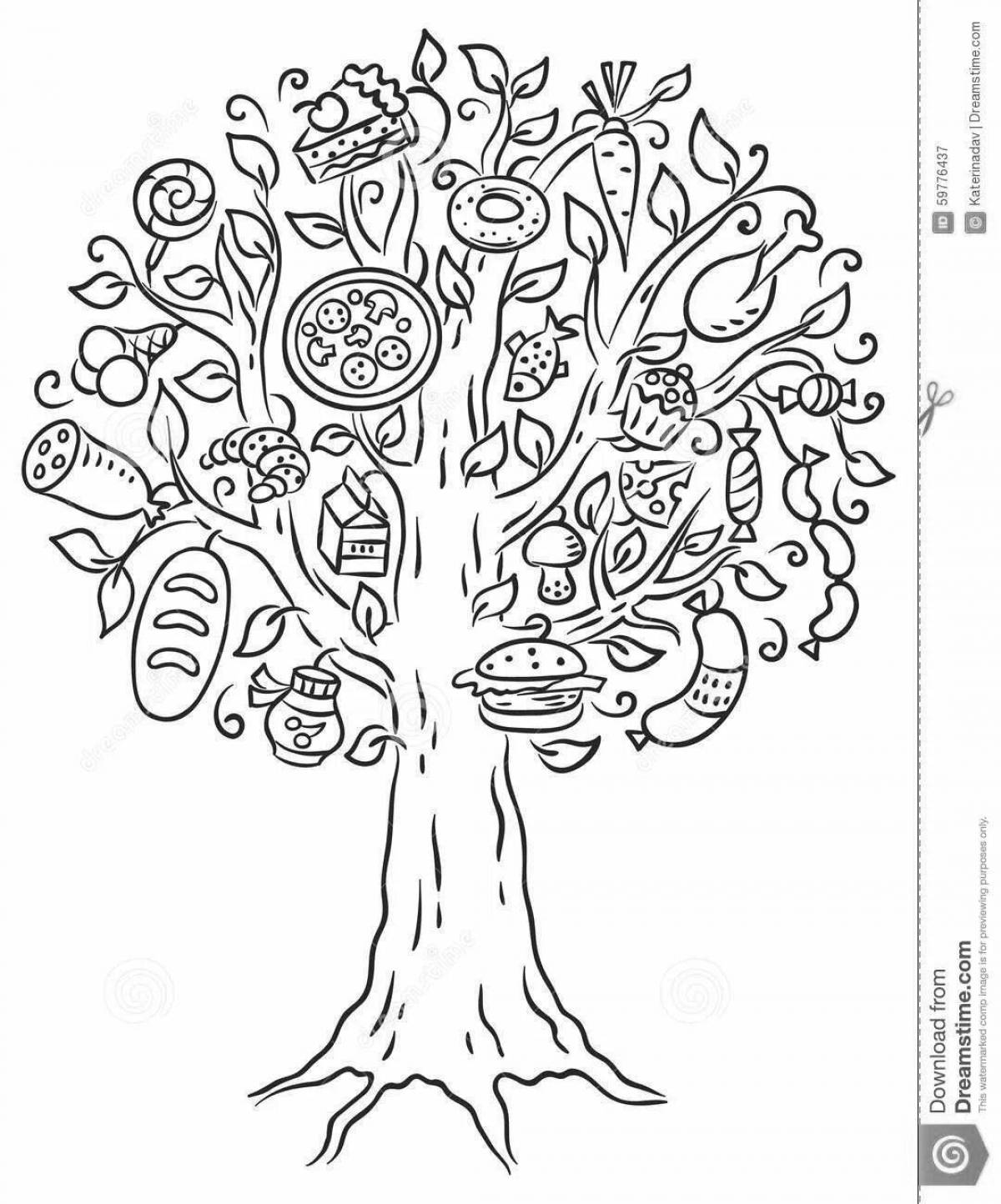 Элегантная раскраска сказочное дерево