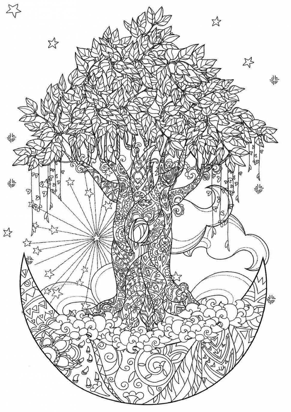 Великолепная раскраска фея дерево