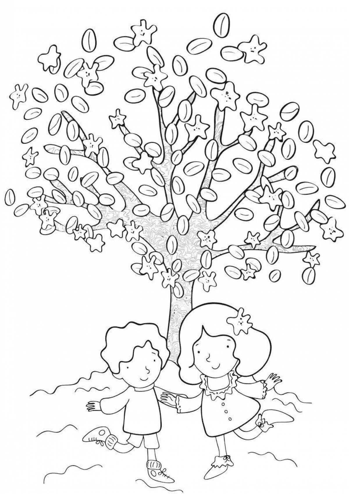 Delightful fairy tree coloring book